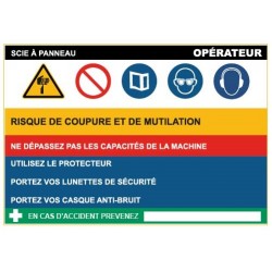 Fiche de sécurité : scie panneau