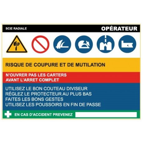 Fiche de sécurité : scie radiale