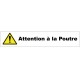 Autocollant attention à la poutre bandeau
