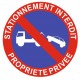 Panneau stationnement interdit - propriété privée
