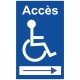 Panneau handicap accès flèche droite