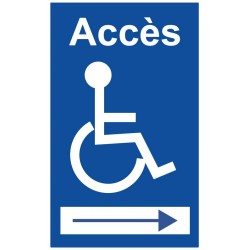 Panneau handicap accès flèche droite