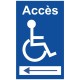 Panneau handicap accès flèche gauche
