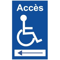 Panneau handicap accès flèche gauche