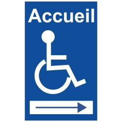Panneau acceuil handicap flèche droite