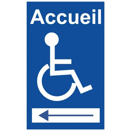 Panneau acceuil handicap flèche gauche