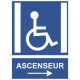 Panneau handicap ascenseur flèche droite