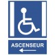 Panneau handicap ascenseur flèche gauche