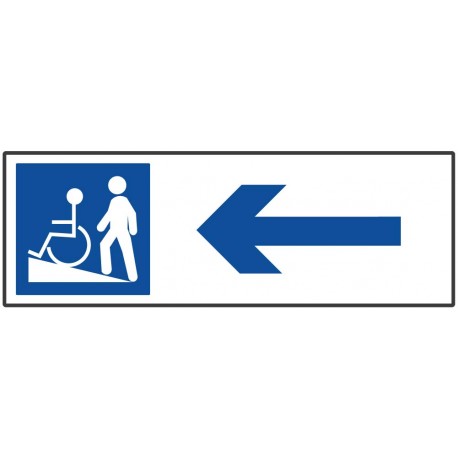Panneau rampe accès flèche gauche