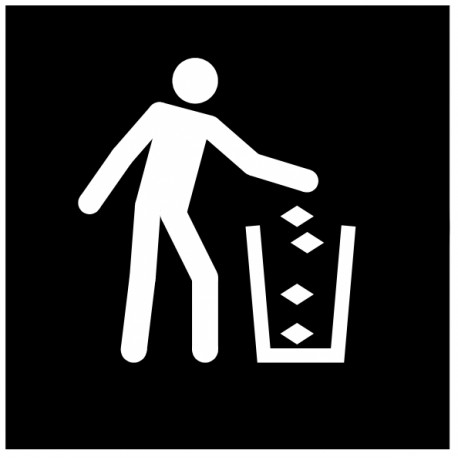 Panneau poubelles noir et blanc carré