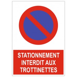 Panneau stationnement trottinettes interdit