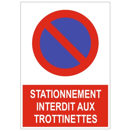 Panneau stationnement trottinettes interdit