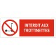 Panneau pictogramme interdit aux trottinettes