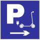 Panneau parking trottinette électriques flèche droite