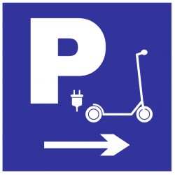Panneau parking trottinette électriques flèche droite