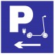 Panneau parking trottinette électriques flèche gauche