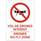 Panneau vol de drone interdit - no flky zone
