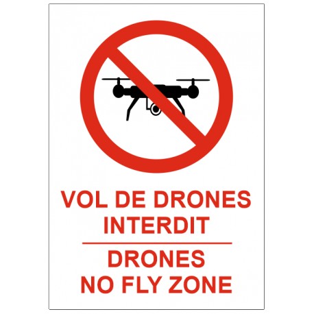 Panneau vol de drone interdit - no flky zone