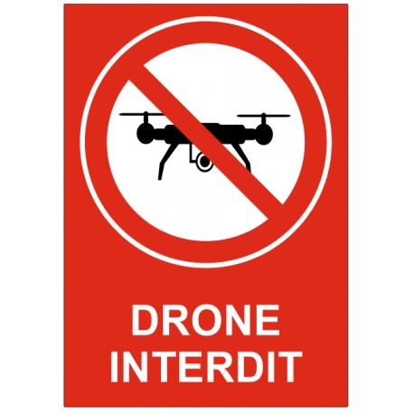 Panneau drone interdit rouge