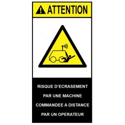 Autocollant ANSI Z535 - risque d'écrasement machien commandée à distance
