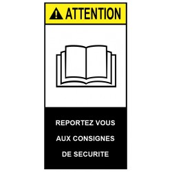 Autocollant ANSI Z535 - reportez vous aux consignes de sécurité