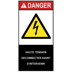 Autocollant ANSI Z535 - haute tension deconnecter avant intervention