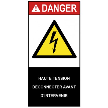 Autocollant ANSI Z535 - haute tension deconnecter avant intervention