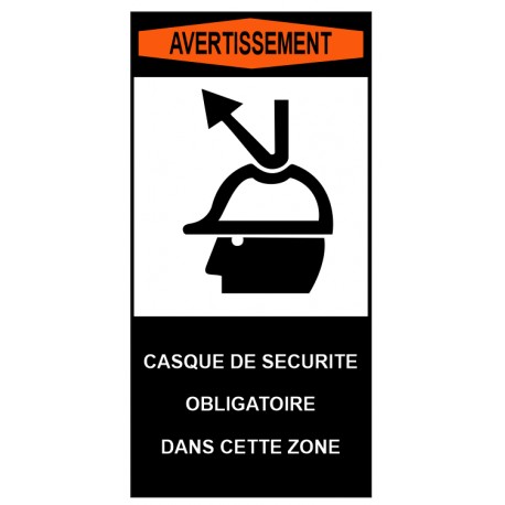 Autocollant ANSI Z535 - casque de sécurité obligatoire dans cette zone