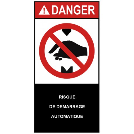 Autocollant ANSI Z535 - risque de démarrage automatique