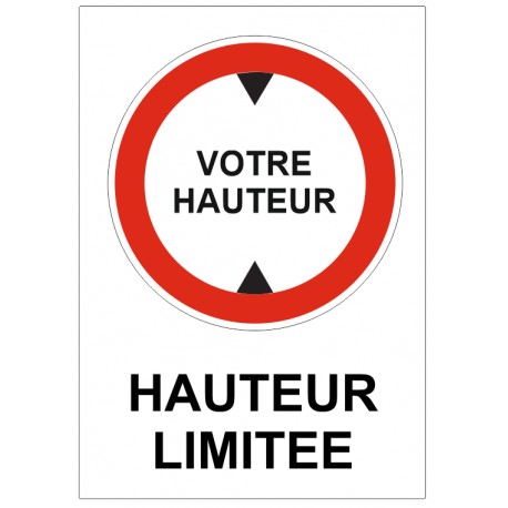Autocollant hauteur limitée parking