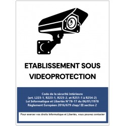 Panneau établissement sous vidéoprotection