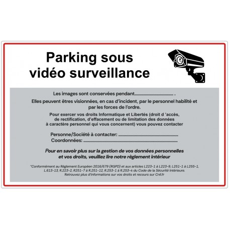 Plaque parking sous surveillance