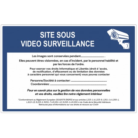 Affiche site sous surveillance RGPD