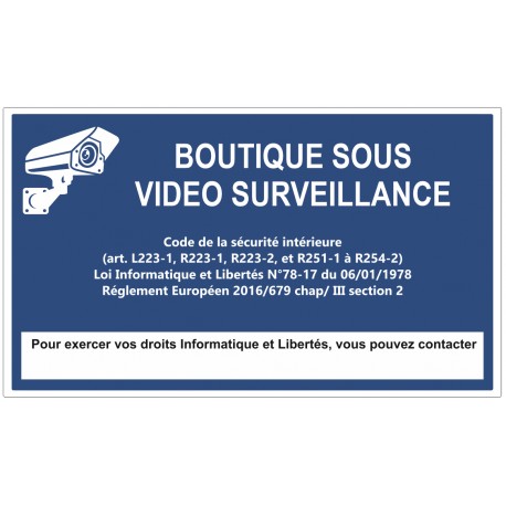 Affiche boutique sous vidéo protection