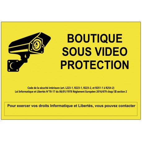 Autocollant signalétique boutique sous vidéoprotection