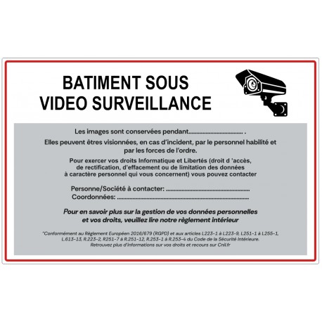 Plaque batiment sous surveillance
