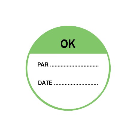 Autocollant ok + date + par
