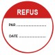Autocollant refus + par + date
