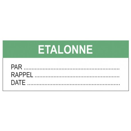 Etiquette étalonné + par + rappel + date