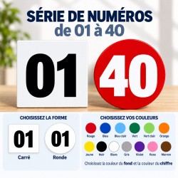 Chiffres autocollants de 1 à 40