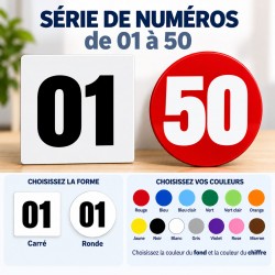 Chiffres autocollants de 1 à 50